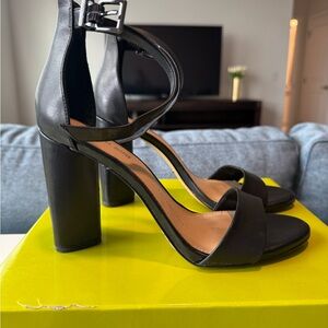Black Strappy Heels with Buckle